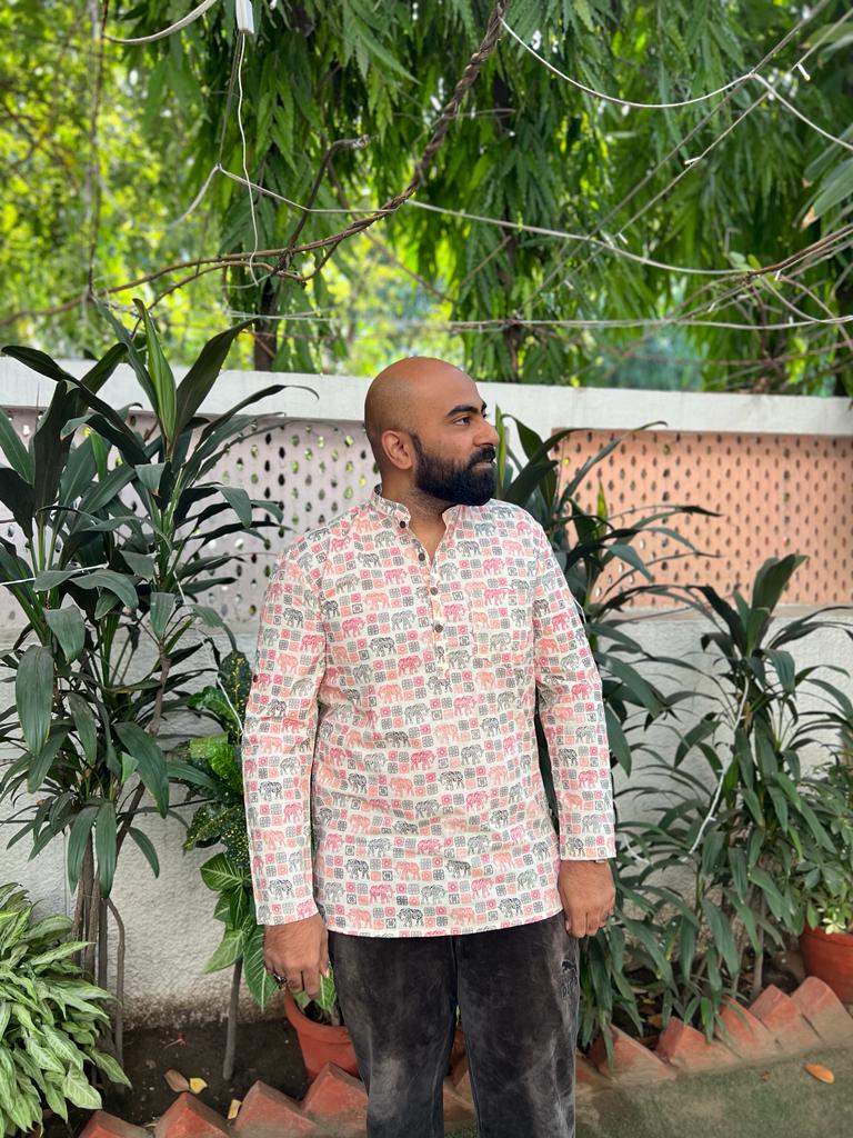 Elephant print short kurta